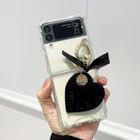 Cell Phone Cases Cute 3D Love Heart Pendant Transparent PC Slim Phone Case For Samsung Galaxy Z Flip 3 5G Clear Shockproof Protective Cover Z0324