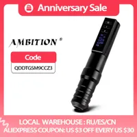 Tattoo Guns Kits Ambition Hunter Wireless Pen Machine 1650mAh Lithium Battery Power Supply LED Digital for Body Art 230323