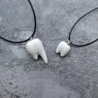 Pendant Necklaces Tooth Couple Series Clavicle Necklace Jewelry Versatile Simple Accessories Short Black Student Ceramic