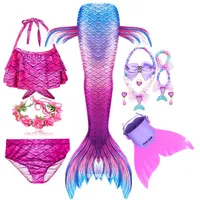 2021 Mermaid Tail Summer Girls Clothes Childrens Swimsuit Bathing Suit Girls Kids Swimmable Bikini Girls Monofin For Swim249J