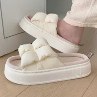 Slippers 2023 New Women Slippers Summer Four Seasons Checked 4cm Thick Soft Sole Linen Slippers Indoor Home Bedroom Couple Floor Slippers AA230323