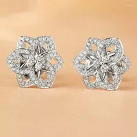 Stud Earrings Korean Style Versatile Europe And America Hollow Out Rose Women Fashion Engagement Party Wear