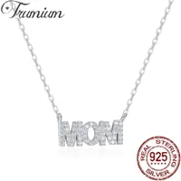 Pendant Necklaces Trumium 925 Sterling Silver Mother's Day MOM Letter Pendant Necklaces For Women Mom Nameplate Chain Choker Birthday Gifts Z0324
