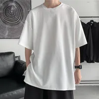 Men's T Shirts Men's Solid Color Side Men T-shirt Summer Breasted Half Sleeve Round Neck Top Simple Breathable All Match Loose For