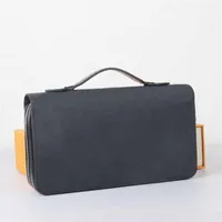 mens wallets single zipper mens wallet high quality black waterproof canvas Long Wallet card holder men handbag with orange box ca2515