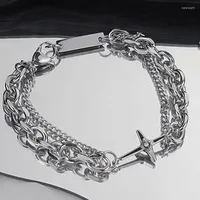 Charm Bracelets 2023 Simple Six-pointed Star Sparkle Drop Rhinestone Bracelet For Women Men Elegant Chain Jewelry Gifts