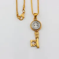 Benedict Medal Cross Key Alloy Charms Pendant Necklaces travel protection Pendants Necklaces Antique Silver and Gold 20pcs lots A-241n