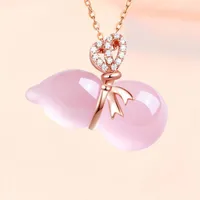 Pendant Necklaces Rose Gold Color Trendy Chokers Pink Opal Necklace Synthetic Ross Quartz CZ For Women Girls Gift Drop Jewelry
