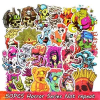 50PCS Horrible Stickers Poster Wall Blackboard Stickers for Guitars Laptop Skateboard Luggage Motor Bicycle DIY Terror Cool Sticke324E