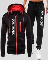 Men039s Sparco Tracksuits Winter Zipper Hoodie and Jogging Trouser suits Windproof Motorcycle Clothing Solid Color Running Suit5320231