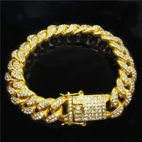 Cuban Link pendants Chains Hip-hop jewelry 18K full diamond 12mm wide men's Cuba chain bracelet301Z