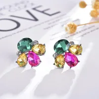Stud Earrings LUBOV Mini Colorful Crystal Piercing Rhinestone Decoration Opal Stone Trendy Women Wedding Party Jewelry