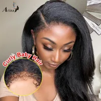 Kinky Hairline Crystal HD 360 Lace Frontal Wig Human Hair Curly Baby Transparent Straight Glueless Front Wigs