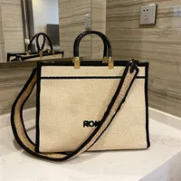 Woman brand Shopping Bag High Quality Summer new Straw tote bags fashion shoulder bag serial number Green date code end211o