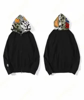2023 mens hoodie designer hoodies shark color stitching fake zipper pattern women sweatshirts reverse the letters sweaters tie dye8596648