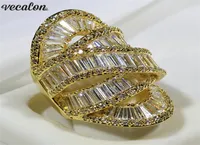 Vecalon Big across Party ring Gold Color 925 sterling silver Diamond Engagement wedding Band rings for women men Finger Jewelry7760184