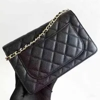 Top Quality Women Designer CLASSIC Wallet On Chain caviar Woc Bag Grained Shiny Calfskin Crossbody Bags Shoulder Purse 33814 Flap 303m