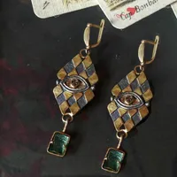 Dangle Earrings 2023 Ethnic Bronze Carved Eyes Drop For Women Bohemian Metal Gold Color Vintage Long Earring Jewelry Gifts
