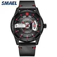 SMAEL Sport Mens Watches Top Brand Luxury Quartz Watch Men Fashion Steel Waterproof SL-9011 leather Watch MEN Relogio Masculino325r
