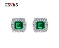 Stud OEVAS 100 925 Sterling Silver 911mm Emerald High Carbon Diamond Earrings For Women Sparkling Wedding Fine Jewelry Gifts 22115157811