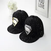 Fashion-the High Quality Designer New Superman Baseball Hat Couple Metal Iron Plate Flat Edge Hip Hop Hat2289