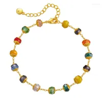 Charm Bracelets Crystal Color Beads Gold Chain Brand For Women Lover Valentine's Day Jewelry Gift