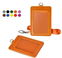 Badge Holder PU Leather Case Vertical ID Badge Card Holders Cover Wallet Case with Detachable Lanyard Strap Business Bags coloful8387965