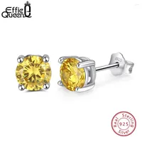Stud Earrings Effie Queen Authentic 925 Sterling Silver Cute Small For Women Fashion Yellow Crystal Jewelry Arrival BE84-Y