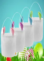 Happy Easter Bunny Basket Festive Polyester Package Sublimation Heat Transfer Coating Tote Bag For Egg Huntig 4 Styles5718366