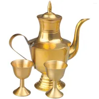 Hip Flasks Kungfu Teacup Metal Trim Cabinet Decor Ornaments Tokkuri Bottle Desktop Copper Flagon Brass Sake Bowl