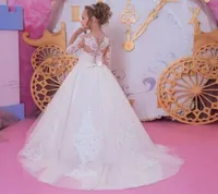 Vestidos Primera Comunion Ball Gown Flower Girl Dress Lace Toddler Glitz Pageant Dresses Pretty Kids Prom Gown7642050