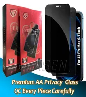 Premium AA Privacy Privacidade Protetor de tela de vidro temperado Antispy para iPhone 14 13 12 11 Pro Max XR XS x 6 7 8 Plus com varejo mais espesso 8390281