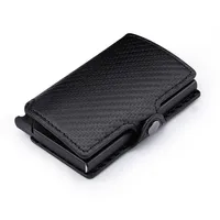 Luxury Carbon Fiber Mini Pop Up Rfid Wallet for Men Slim Leather Business ID Credit Card Pocket Holder Wallet218p