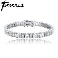 TOPGRILLZ 2020 New Baguette 8mm Tennis Chain Bracelet Iced Out Cubic Zirconia Hip Hop High Quality Fashion Charm Jewelry Gift X050221t