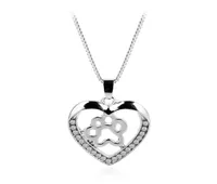 Pet Dog Paw Footprint Hollow Love Heart Pendant Silver Color Choker Necklaces For Women Jewelry Heart Necklace8372139