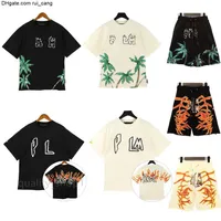 Short Men's Designer Sleeve Angle Summer Pullover Men's T-Shirts Cotton Set Pure Cotton Fashion High Street Trend Top Shorts Casual Clothing S-XL