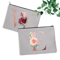Cosmetic Bags Bridesmaid Makeup Bag Letter Flower Bridal Party Toiletry Organizer Female Storage Make Up Case Purse Wedding Gift