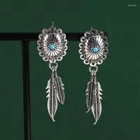 Dangle Earrings Antique Silver Color Layered Metal Feather Tassel Drop For Women Fashion Bohemian Vintage Jewelry Wholesale