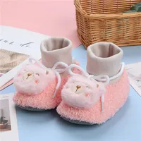 First Walkers Infant Baby Winter Warm Fleece Bootie Born Non-Slip Soft Sole Sock Shoes Cute Adjustable Crawling