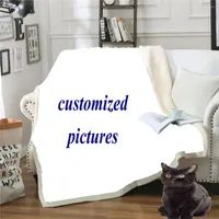Blankets Custom Flannel Plush Throws Blanket Personalized Po Fleece For Beds Sofa Gift Customized Picture 3D DIY Drop