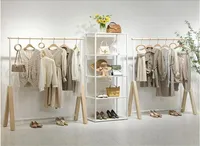 Clothing store display rack Commercial Furniture women cloth shop hanging Organization shoe bag racks landing against the wall clo6864452