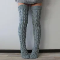 Women Socks Knit Leg Stocking Thigh Long Warmers Knee Cable Boot Over Extra Real Dildo