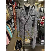 Men's Suits High Quality Plaid Men 2023 Custom Made Wedding For Groom Tuxedos 2 Pieces Groomsmen Male Evening Party Blazer