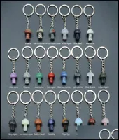 Keychains Mix Natural Stone Key Chain Ring Mushroom Pendant Keychains Cute Mini Statue Charms Keychain Lovely Keyring For C Mjfash7485734