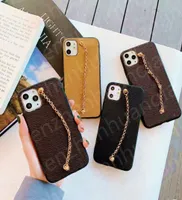 Fashion Designer Leather Phone Cases For iPhone 14 Pro MAX 13 12 Mini 11 XS XR Shell Metal Wristband Thick Golden Chain Flower Wom5121212