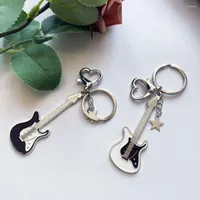 Keychains 1PC Sweet Cool Guitar Pendant Key Chain Y2k Girl Pentagram Bag Trendy Ring Gift
