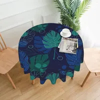 Table Cloth Hawaii Tropical Leaves Tablecloth Round Summer Cover Washable Polyester For Kitchen Party Picnic Dining Decor