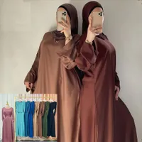 Vêtements ethniques Satin Abaya Dubaï Turquie Kaftan Femmes musulmanes MAXI Robe modeste Abayas Islamic Clothing Arabe Robe African Robes Robe Jalabiya 230325