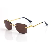 luxury rimless sunglasses Eyeglasses frames temples with panther heads Metal Frameless rectangular shape for men woman eyewear acc2928