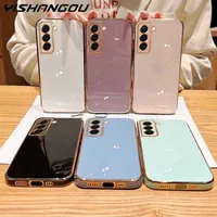 2PC Cell Phone Cases Plating Case For Samsung Galaxy S22 S23 Ultra S21 S20 FE Plus A72 A71 A32 A51 A52 A53 5G Luxury Soft Silicone Bumper Cover Coque Y2303